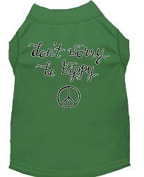 Be Hippy Screen Print Dog Shirt Green Sm