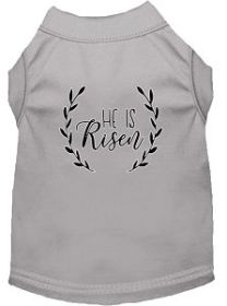 He Is Risen Screen Print Dog Shirt Grey Sm