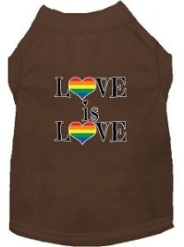 Love is Love Screen Print Dog Shirt Brown Sm