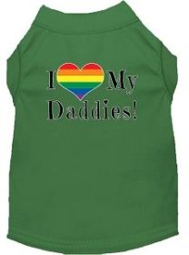 I heart my Daddies Screen Print Dog Shirt Green Sm