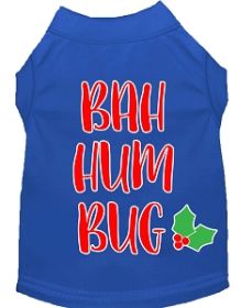 Bah Humbug Screen Print Dog Shirt Blue Sm