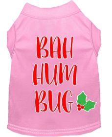 Bah Humbug Screen Print Dog Shirt Light Pink Sm