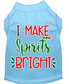 I Make Spirits Bright Screen Print Dog Shirt Baby Blue Sm