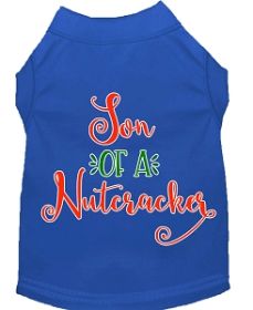 Son of a Nutcracker Screen Print Dog Shirt Blue Sm