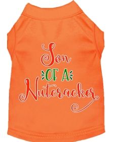 Son of a Nutcracker Screen Print Dog Shirt Orange Sm