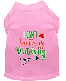 I Can't, Santa is Watching Screen Print Dog Shirt Light Pink Sm