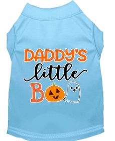 Daddy's Little Boo Screen Print Dog Shirt Baby Blue Sm