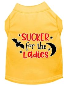 Sucker for the Ladies Screen Print Dog Shirt Yellow Sm