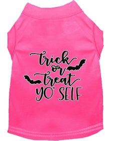 Trick or Treat Yo' Self Screen Print Dog Shirt Bright Pink Sm