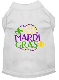 Miss Mardi Gras Screen Print Mardi Gras Dog Shirt White Sm