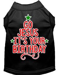 Go Jesus Screen Print Dog Shirt Black Med