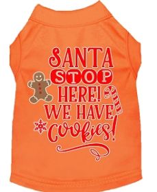 Santa, We Have Cookies Screen Print Dog Shirt Orange Med