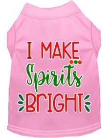 I Make Spirits Bright Screen Print Dog Shirt Light Pink XXXL