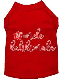 Mele Kalikimaka Screen Print Dog Shirt Red XXXL