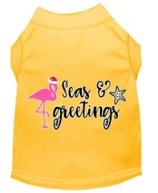 Seas and Greetings Screen Print Dog Shirt Yellow XXXL