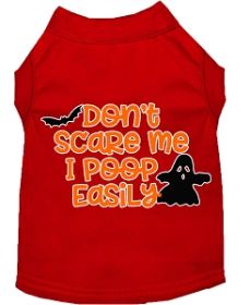 Don't Scare Me, Poops Easily Screen Print Dog Shirt Red XXXL