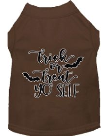 Trick or Treat Yo' Self Screen Print Dog Shirt Brown XXXL