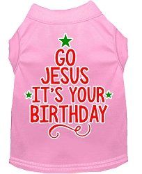 Go Jesus Screen Print Dog Shirt Light Pink XXXL