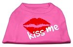 Kiss Me Screen Print Shirt Bright Pink XXXL