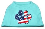 Patriotic Paw Screen Print Shirts Aqua XXXL