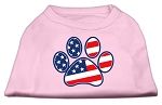 Patriotic Paw Screen Print Shirts Light Pink XXL