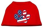 Patriotic Paw Screen Print Shirts Red XXL