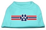 Patriotic Star Paw Screen Print Shirts Aqua XXL