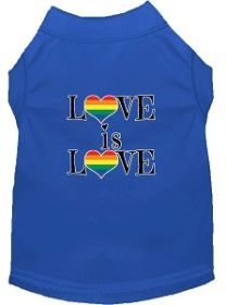 Love is Love Screen Print Dog Shirt Blue XXL