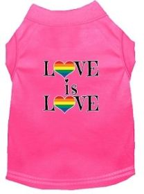 Love is Love Screen Print Dog Shirt Bright Pink XXXL