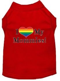 I Heart my Mommies Screen Print Dog Shirt Red XXXL